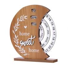 1 pièce Calendrier circulaire rotatif en bois créatif à 3 niveaux, Lune, Soleil, Arbre de Vie | Calendrier perpétuel en bois suspendu, convient pour la maison, le bureau, le restaurant, l'hôtel, la maison de thé | Excellent décoration murale et d'intérieur, ornement suspendu