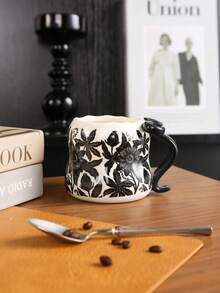 1 Peça Caneca Cerâmica Criativa e Sofisticada com Decoração de Laço, Disponível em Vermelho/Preto/Branco, Adequada para Água, Café, Leite, Chá, Presentes Personalizados, Presentes para Mulheres, Presentes para Mães, Presentes de Aniversário