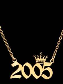 1pc Simple Stainless Steel Letter Necklace For 1987-2019 Birthday Year