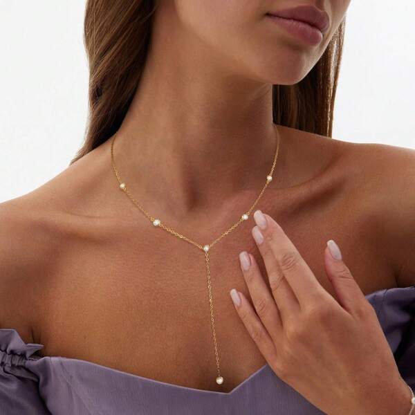 Elegant Y Chain Necklace For Women, Dainty Simple Gold Y Choker Necklaces, Jewelry Suitable For Webbing Dress, Festivals, Parties Wear