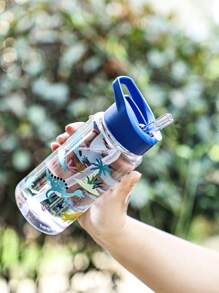 1pc 500ml Cute Animal Design Kids Water Bottle, Best Gift For Boys And Girls, Straw Cup Suitable For Outdoor, School, Sports, Graduation Season, Portable