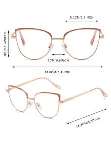 1 件装女士多色猫眼金属框架复古简约个性弹簧腿时尚眼镜日常佩戴 - 彩色 - 查看 5