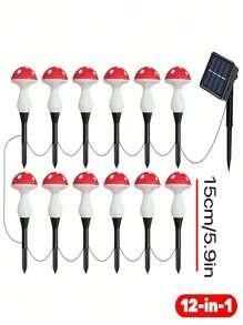 A Set Of Solar Powered Mushroom Lawn Lights, 12 Outdoor Garden Decorative Landscape Lights, , IP65 Waterproof, 8 Lighting Modes, Outdoor Path And Courtyard Decoration, Suitable For Camping, Festivals And Landscape Design, Colorful Mushroom Lights | Durable Plastic Material, Solar Garden Decoration