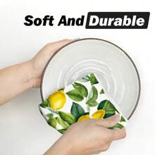 1pc/2pcs Modern Lemon Print Kitchen Towels, Soft & Absorbent Machine Washable Polyester Dishcloth, Perfect For Kitchen Decor, Cooking.Baking, Holiday Decor & Bathroomssentials, TableDecor, Kitchen Supplies, Home Decoration, New Home Bathroom Housewarming Gift, Kitchen Towels
