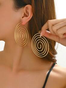 1 Pair Fashion Creative Hollow Round Circle Swirl Mosquito Coil Earrings, Personalized Large Hoop Earrings