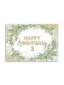 1pc Customizable Anniversary Number Green Leaf Wreath, Wedding Anniversary Party Decor, Photography Background Prop