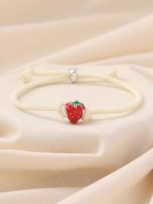 1pc Adorable Cartoon Braided Rope Crystal Star Fruit Avocado Watermelon Pineapple Carrot Decor Adjustable Bracelet For Women, Suitable For Beach, Vacation, Bar, Commute, Casual, Party, Gift, Daily Wear - Multicolor - View 7