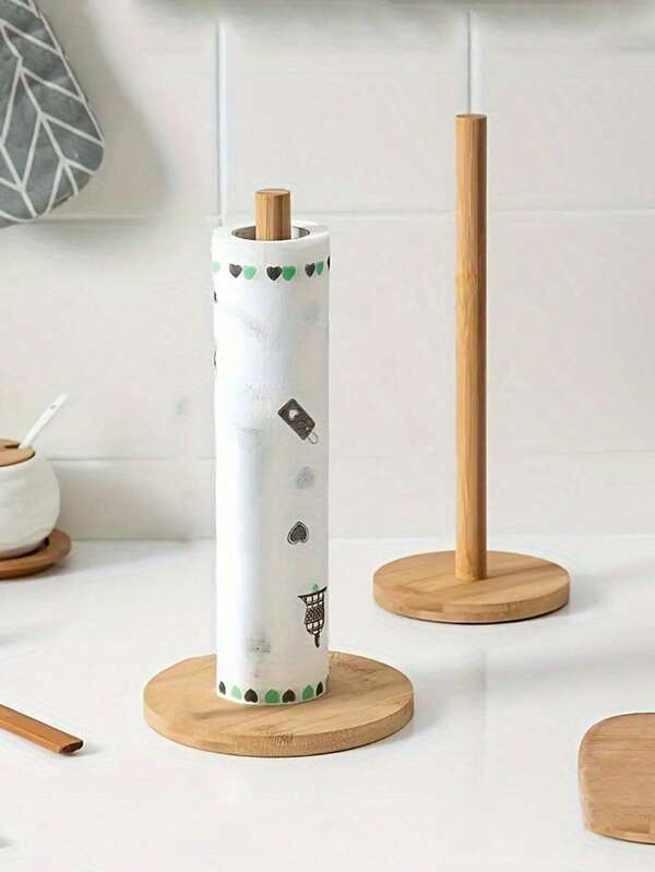 1 pièce Porte-essuie-tout en bois, Distributeur d'essuie-tout de cuisine, Porte-essuie-tout de comptoir, Porte-rouleau d'essuie-tout en bambou, Support à serviettes de table, Porte-torchon de cuisine, Porte-boîtes de mouchoirs pour cuisine, salle à manger, restaurant, Porte-film alimentaire, Articles de table, Rangement de cuisine, Organisateur, Porte-rouleau standard pour placard, Pied antidérapant