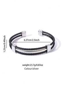 1 pieza Brazalete abierto de acero inoxidable, accesorio de estilo minimalista para hombres, adecuado para uso diario o como regalo para el novio