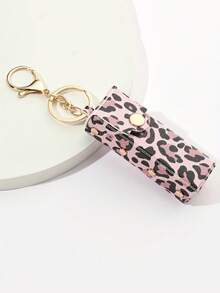 1 pieza Soporte de llavero para bálsamo labial con estampado de leopardo, estuche portátil de brillo de labios de cuero PU, regalo de Navidad para mujer, estuche para lápiz labial, bolsa para bálsamo labial, organizador de tubo de maquillaje de labios, accesorio de viaje, llavero de lápiz labial, accesorio multifuncional - Multicolor - Ver 11