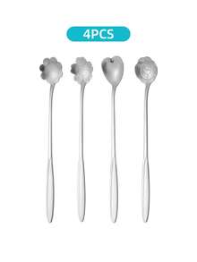 4/8pcs Small Flower Teaspoon Set, Coffee Spoon, Cute Ice Cream Dessert Spoon, Stainless Steel Cutlery Set, 12.3cm (4.84in) And 17.5cm (6.89in), Suitable For Wedding Party, Wedding Anniversary, Music Festival, Anniversary, Mother's Day Gift, Baking Party, Dessert Party. - Multicolor - View 11