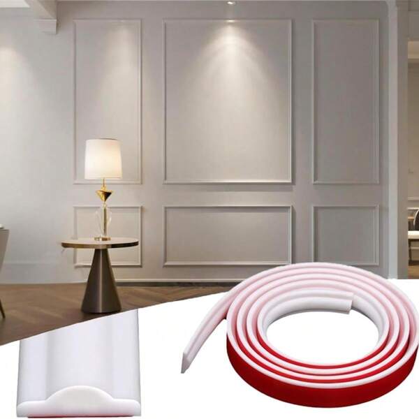 1 Stück 39,37 Zoll/118,11 Zoll Wanddekorationsformteil - Selbstklebendes 3D-Stuhlschienen-Paneelformteil aus PVC - Flexible DIY-Wandverkleidung