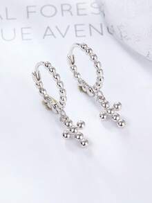 1 对 925 纯银时尚简约十字架吊坠耳环 - 男女皆宜，适合日常和派对佩戴。生日、复活节和万圣节的完美珠宝礼物。