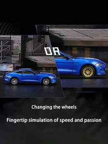 C C A 1 套 1:42 比例野马 GT 2018 红/黄/蓝可定制合金压铸模型车玩具，逼真赛车展示收藏礼物 - 藍色 - 查看 5