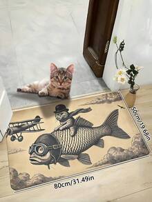 1PC Rectangular Floor Mat Features A Fish Pattern It Is Suitable As A Small Decorative Floor Mat At The Entrance Indoors It Can Also Be Used As A Kitchen Floor Mat And An Absorbent Doormat Outdoors It Is Suitable For Use During Festivals Vacations And Parties And Can Be Given As A Gift It Is Applicable In The Living Room Bedroom Balcony Kitchen And At The Entrance Of The Bathroom Room Decor Bathroom Accessories Back To School Entryway Decor Bathroom Kitchen Decor