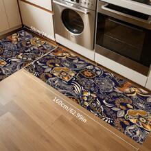 1 pieza Alfombra suave de cocina, Felpudo lavable antideslizante, Alfombra camino, Felpudo, Juego de alfombrillas de baño, sala de estar, lavandería, Alfombra de área, Decorativa apta para cocina, sala de estar, entrada, balcón, decoración del hogar, anti-suciedad, cafetería, bar, fiesta, regalo festivo, Alfombra de piso de dormitorio, Alfombra de baño, Decoración de habitación, Decoración de cocina, Diseño de reno en marco azul y blanco a rayas de fondo colorido