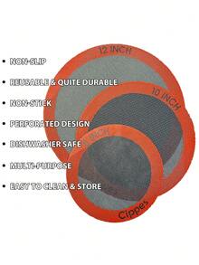 Cippes 8/10/12 Inch Round Silicone Baking Mat, 3 Sizes Available - 8/10/12 Inch, Non-Stick Reusable Heat Resistant Baking Mat For Pizza, Bread, Cake Molds, Air Fryer, Oven - Black - View 4