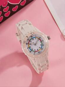 1pc Kids Macaron Color Arabic Numeral Dial Silicone Quartz Watch, Suitable As Birthday, Graduation Gift - one-size - View 11