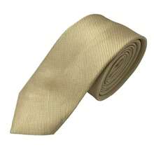 Plain Twill Slim Tie With Stripes - 卡其色 - 查看 2