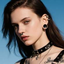 1 件酷朋克鼻环不锈钢圆形荆棘鼻环软骨环耳环分段鼻中隔穿孔男女士珠宝用于音乐会派对 - round - 查看 3