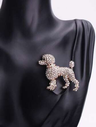 Vintage Rhinestone Dog Brooch Fashion Suit Cartoon Animal Accessory Pin Gift Corsage