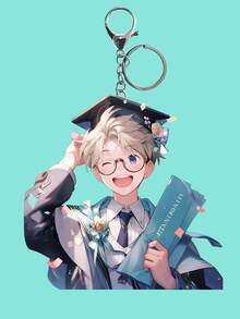 1 件亚克力阳光男孩钥匙扣，2D 卡通装饰背包夹，送给朋友的吊坠礼物，汽车装饰配件汽车配件包饰 - 彩色 - 查看 1