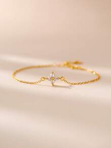 1Pc 925 Sterling Silver Clover Shape Bracelets, Perfect Gifts For Women Daily Wear,Birthday Gifts And Wedding Gifts For Bride