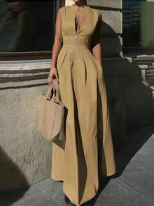 New Arrival Fashionable Casual Elegant Sleeveless Women Dress,Suitable For Spring/Summer - Khaki - View 7
