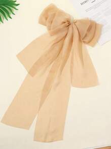 1pc Elegant Bow Decor Spring Clip Ponytail Tie, Long Ribbon Hair Accessories, School Stuff, College, Bows, Cute