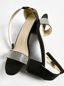 2024 New Strap Chunky Heel Women Sandals, Fashionable And Versatile Valentines Winter Gifts - Black - View 7