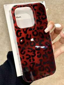 猎豹纹复古酒红色豹纹手机壳适用于 11 12 13 14 15 16 Pro Max Plus 涡纹保护套