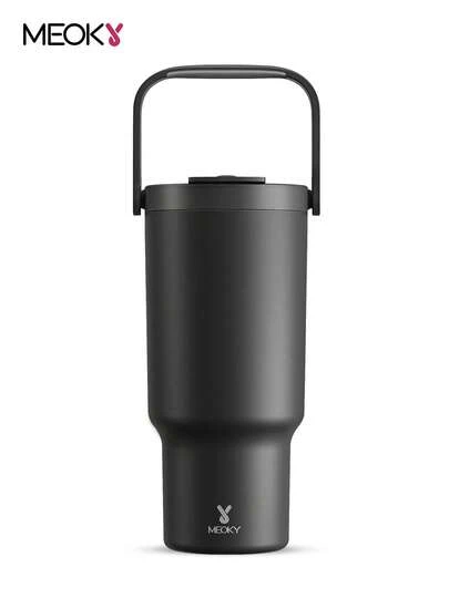 32oz Handled Insulated Water Bottle, Vacuum Insulated Thermos, Stainless Steel Travel Tumbler With Leak Proof Lid And Straw, Keeps Cold For 34 Hours Or Hot For 10 Hours, Portable Insulated Bottle For Outdoor Camping, Hiking, Driving And Road Trips