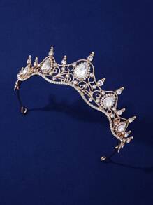 1pc Elegant Princess Headdress Fashion Headband Crown Tiara, Rhinestone Alloy Bridal Crown For Women Costume, Party, Wedding, Photography Accessory