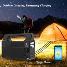 1 pieza Generador solar portátil con batería recargable de 3600mAh, puede conectar el teléfono para reproducir música y proporcionar iluminación, adecuado para uso doméstico, al aire libre, camping y caravanas