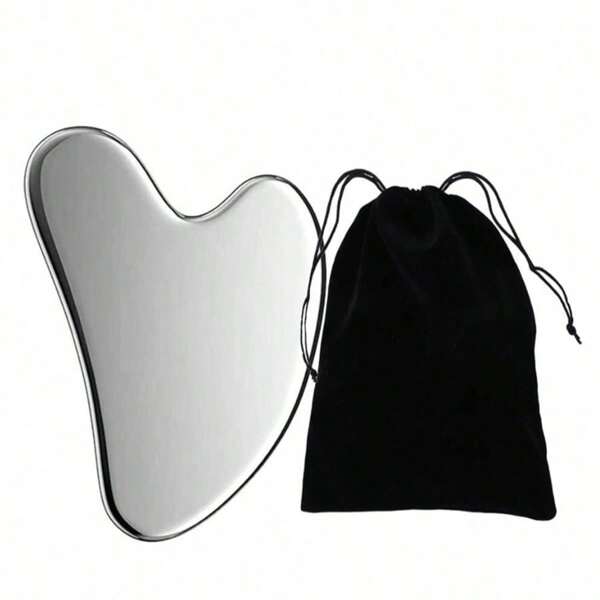 304 Edelstahl Gua Sha Gesichtstools - Gesichtsmassage-Tools - glatte, stabile Metall Guasha-Tools für Gesicht und Körper zur Reduktion von Schwellungen - Massagekratzer in Herzform (Silber)