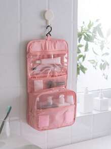 1pc Hanging Toiletry Bag With Hook, Cosmetic Bag,Make Up Bag,Portable Travel Organizer For Business Trip, Foldable Cosmetic Bag With Handle, For Makeup Tools, For Bathroom, For Travel, For College Dorm, Nylon, Fashion, For Women, For Men, Gift For Mom, Dorm Essentials Travel Essentials Travel Accessories Back To School Purse Summer Beach Bag Car Accessories Travel Bag Vacation Holiday