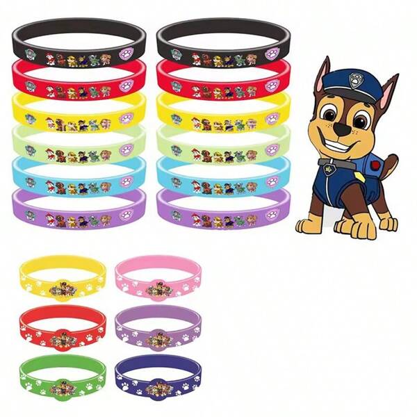 Paw Patrol 6 piezas/12 piezas Brazaletes de silicona de la serie Patrulla Canina, figuras de acción de anime, brazaletes, decoración de fiesta de cumpleaños, regalos de cosplay, el regalo perfecto para fiestas, un regalo festivo para fans