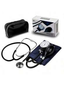1 Set Manual Blood Pressure Monitoring Kit, Manual Arm Blood Pressure Monitor, Home Dual Arm Dual Tube Dual Head Stethoscope Blood Pressure Monitor, With Black Storage Case, Portable, Manual Blood Pressure Cuff, Stethoscope, Blood Pressure Monitor And Black Carrying Case, Includes Adult Cuff And Calibration Tool, Suitable For Home And Business Travel - Adult - Multicolor - View 11