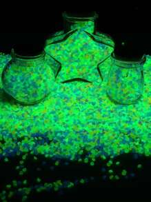 300pcs 9*13mm Small Diamond Shaped Glow Stones, Luminous Plastic Pebbles For Garden, Fish Tank