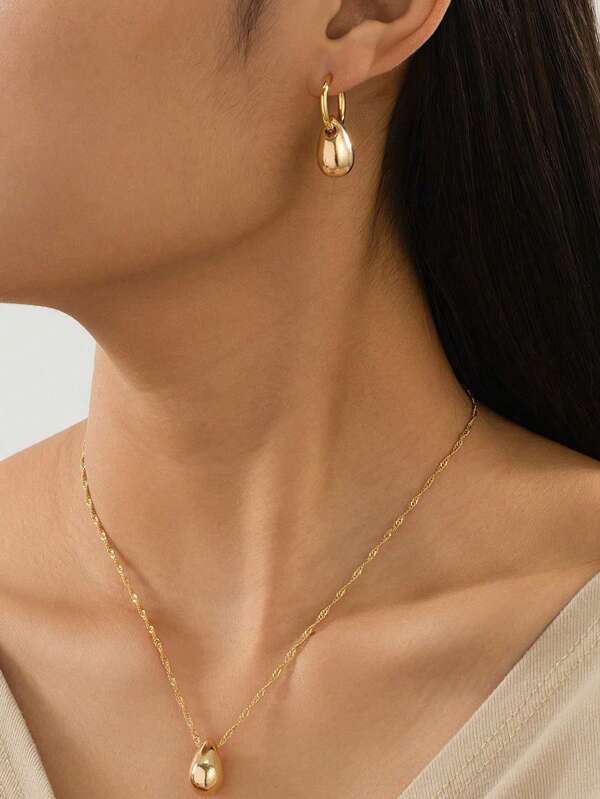 3 pièces/set Ensemble de bijoux collier et boucles d'oreilles goutte de mode pour femmes, port quotidien et professionnel