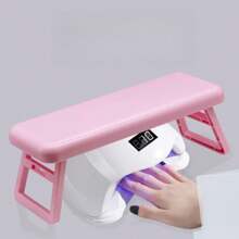 1pc Foldable Nail Pillow With Heightening Design, Built-In Nail Lamp, Plastic Armrest Pad For Nail Salon, Simple Style Hand Desk Pad, Light Luxury Nail Accessory Support Bracket, Portable And Foldable