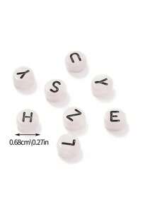 100 pièces de perles acryliques lumineuses de 7 mm, perles intercalaires qui brillent dans le noir avec lettres, pour bracelets, colliers et accessoires faits main