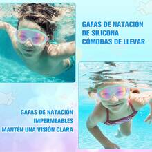 Gafas de Natación para Niños, Goggles para Niños, Gafas de Natación Antivaho y Antifugas, Anteojos de Natación Ajustables de Silicona, Protección, Adecuado para Niños y Niñas de 3 a 16 años - Rosa y azul - Ver 4
