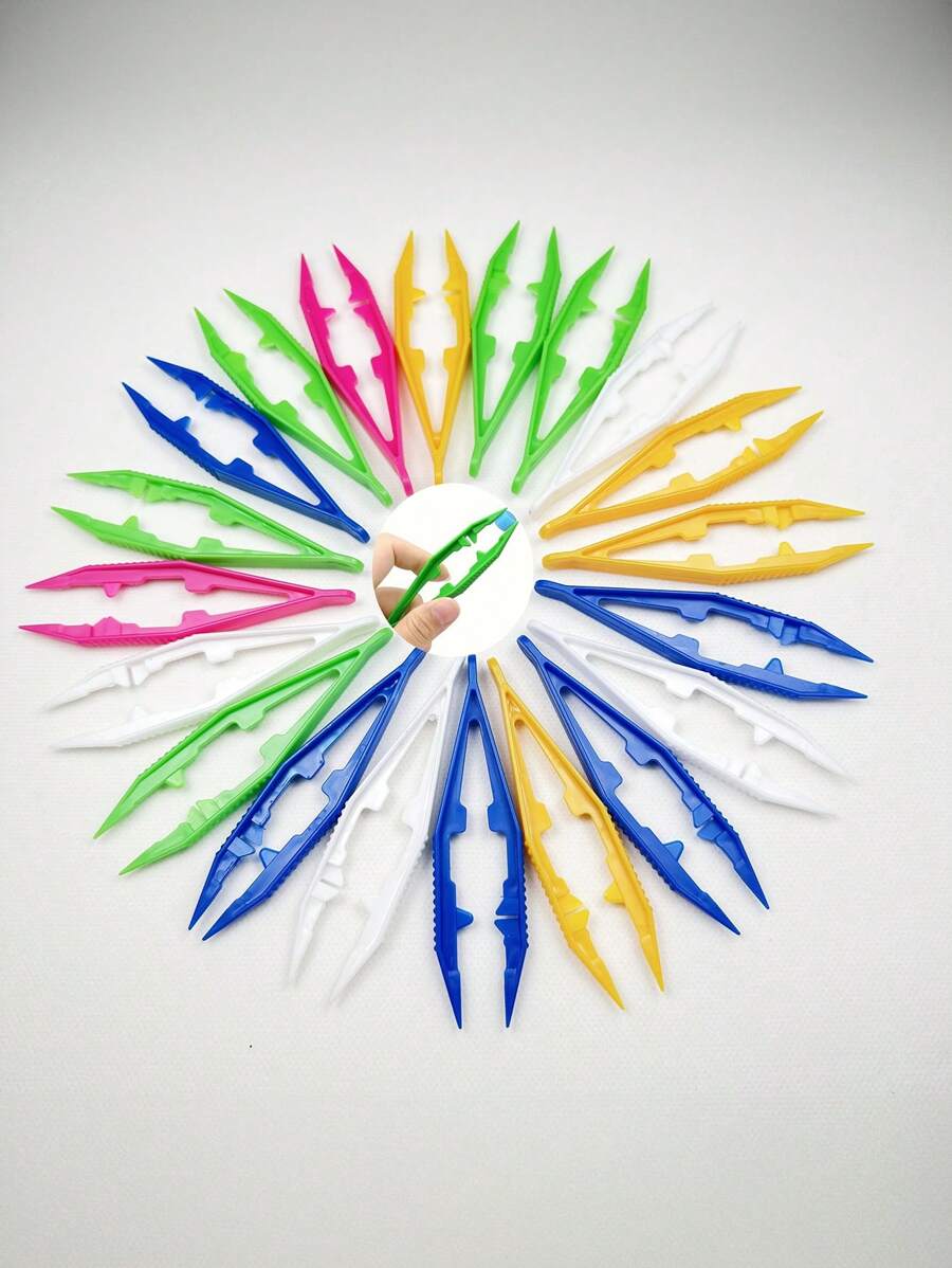 5pcs DIY Tool Tweezers Plastic Tweezers DIY Jewelry Tool Tweezers Plastic Anti-Static Tweezers