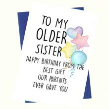 1pc Birthday Greeting Card, Sincere Blessings For Sister,School Supplies,Back To School