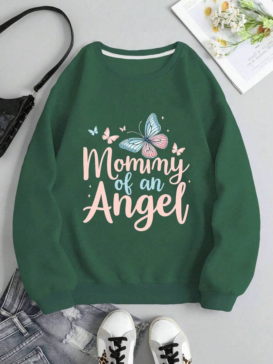 Mommy Of An Angel Women's Fashion Sweatshirts - Green - View 1