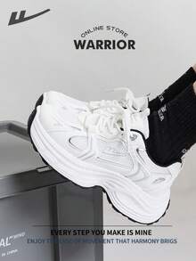 女款 Warrior 时尚复古运动鞋，春夏轻便舒适透气，跑步鞋风格简约休闲，时尚百搭，四季皆宜，耐磨耐穿，适合全天穿着，训练运动鞋，小白鞋 - 白/銀 - 查看 7