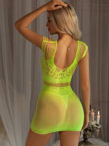 Vestido ajustado sin mangas y transparente con diseño de abertura para mujer, de alta elasticidad