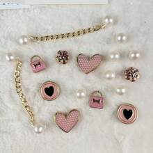 16pcs Shiny Fashion Decorative Charms DIY For Clogs, Detachable Shoe Accessories - Pink - View 2
