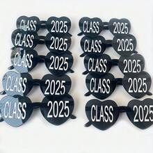 10 件 2025 年毕业和返校塑料黑色眼镜、派对礼品、拍照道具、毕业和返校派对庆祝配件